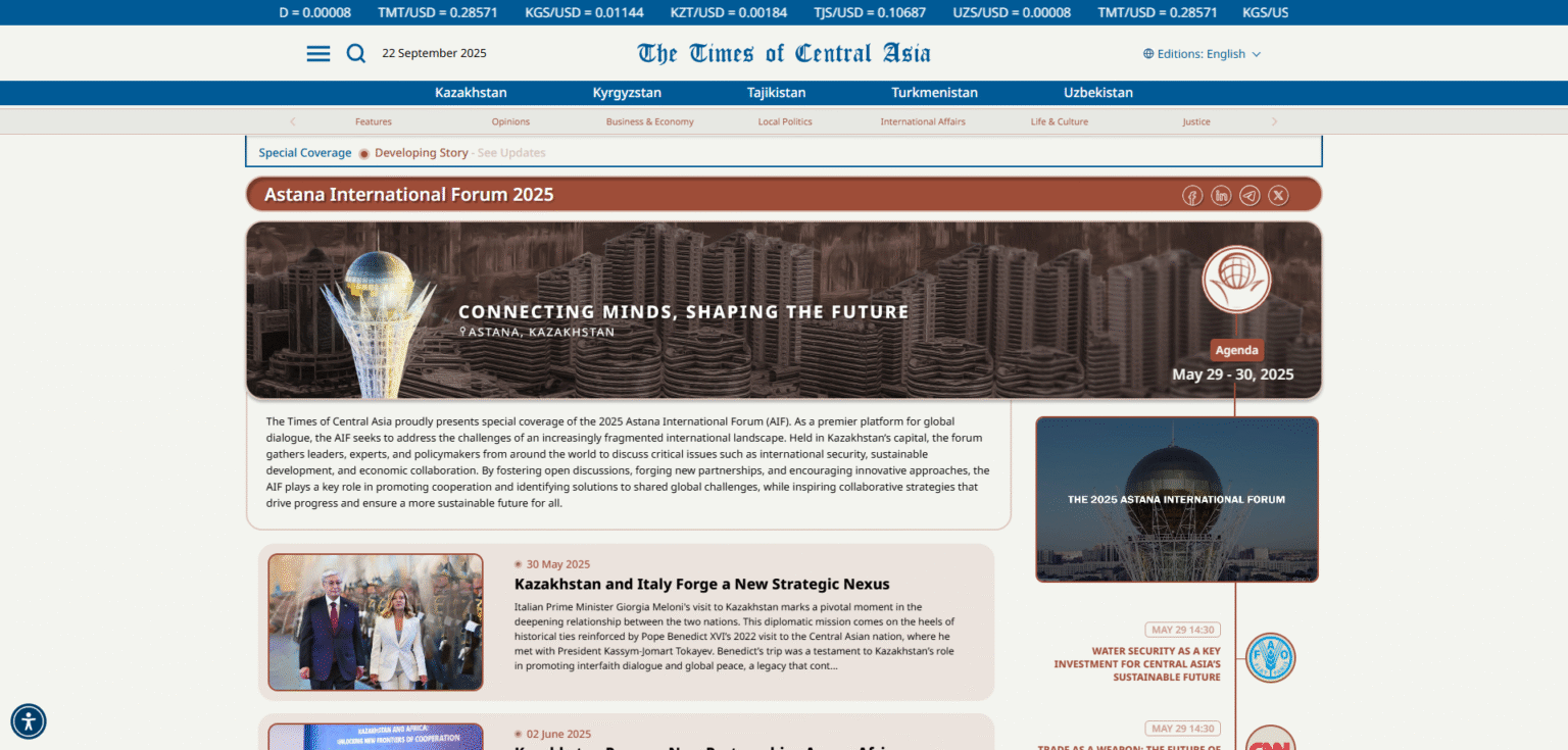 Ongoing maintenance and updates for The Times of Central Asia news site